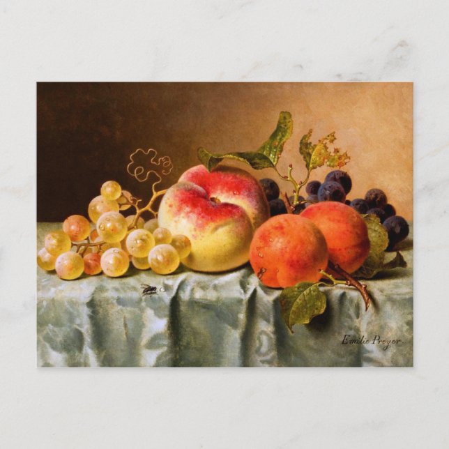 Emilie Preyer: Früchte mit Fliege Postkarte (Vorderseite)