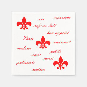 Emilion Paper Napkins Red on White Serviette