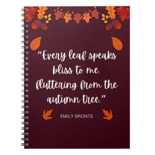 Emily Bronte Autumn Zitat Notizblock