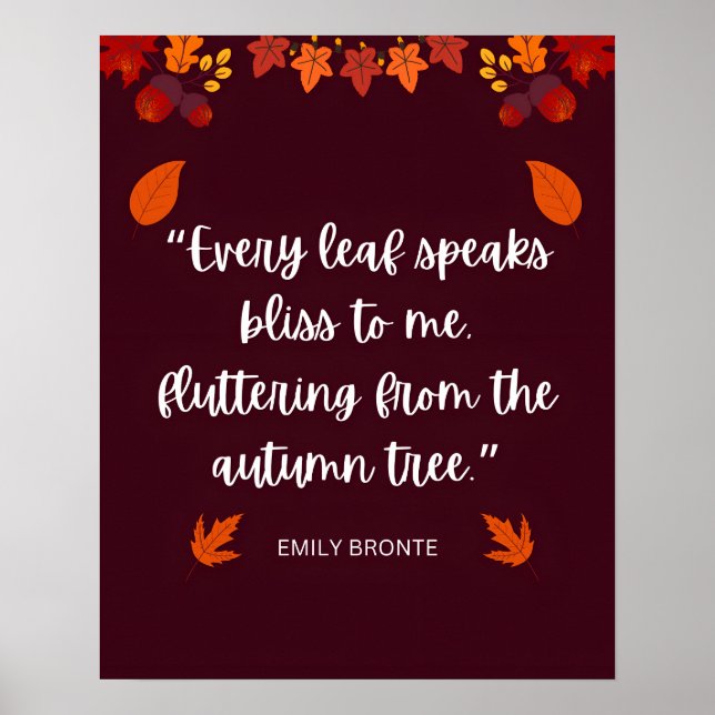 Emily Bronte Autumn Zitat Poster (Vorne)