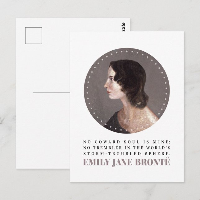 Emily Bronte Portrait and Quote - No Coward Soul Postkarte (Vorne/Hinten)