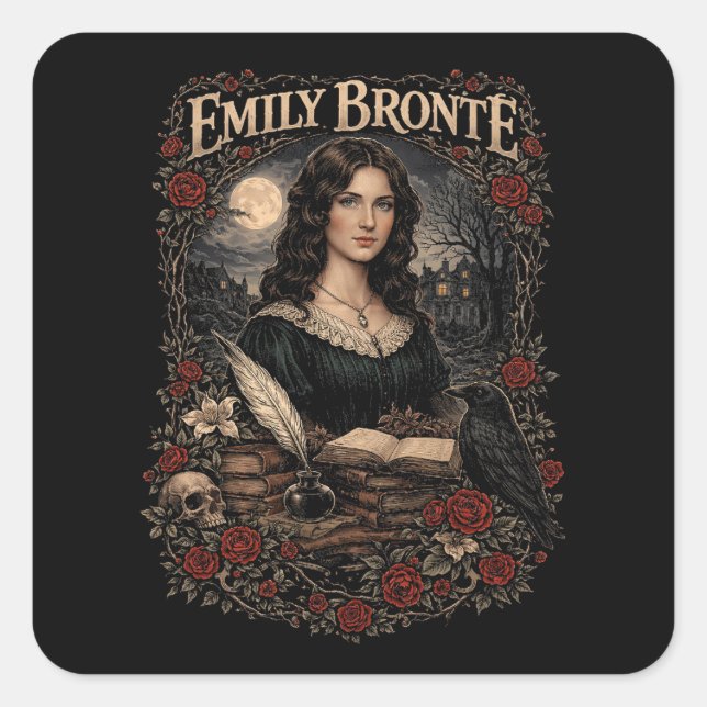 Emily Brontë Quadratischer Aufkleber (Vorderseite)