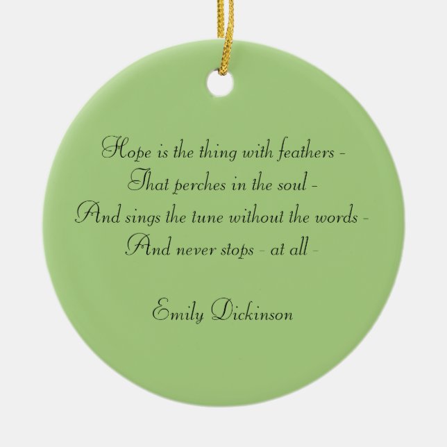 Emily Dickinson "Hope" Hummingbird Keramik Ornament (Vorne)