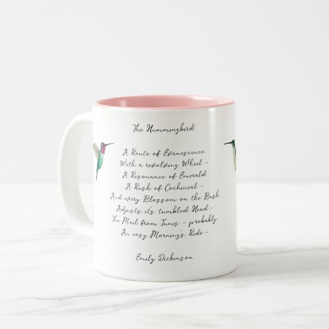 Emily Dickinson Hummingbird Zweifarbige Tasse (Vorderseite Links)