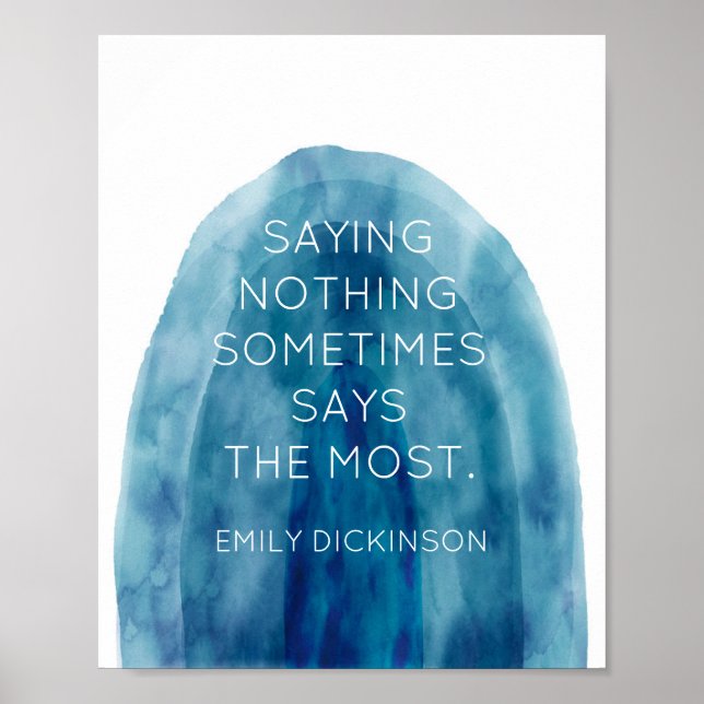 Emily Dickinson Literary Quote Blue Watercolor Art Poster (Vorne)