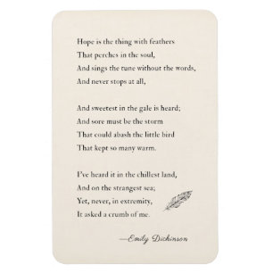 Emily Dickinson Poem Magnet, Hoffnung, Federn Magnet