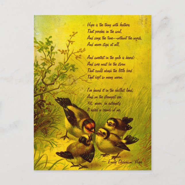 Emily Dickinson Vintag Painted Sparrows Postcard Postkarte (Vorderseite)