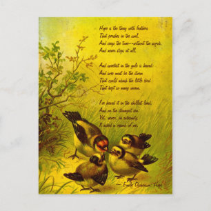 Emily Dickinson Vintage bemalte Spatzen Postkarte