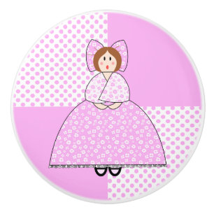Emily Doll mit rosa Polka Dot Background Keramikknauf