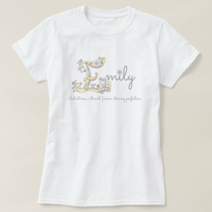 Emily Girls Name bedeutet E-Monogramm Herz T-Shirt