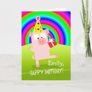 Emily Happy Birthday mit Dancing Pig Karte