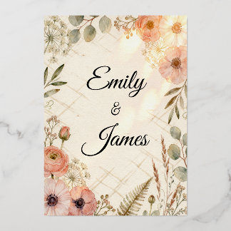 Emily & James Boho-Wasserfarben-Hochzeitseinladung Folieneinladung