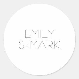 EMILY Modern Minimalistische Monochrome Hochzeitsa Runder Aufkleber