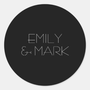 EMILY Modern Minimalistische Monochrome Hochzeitsa Runder Aufkleber