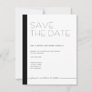EMILY Modernes Minimalistisches Monochrom Save the Save The Date