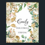 Emily Name bedeutet Floral Mint Bridal Birthday Gi Poster<br><div class="desc">Ein eleganter Name bedeutet ein Poster,  das einem neuen Baby gewidmet ist. Mit Glitzer wie Babyfüße dekoriert. Genießen Sie Ihren Tag! FlorenceKdesign</div>