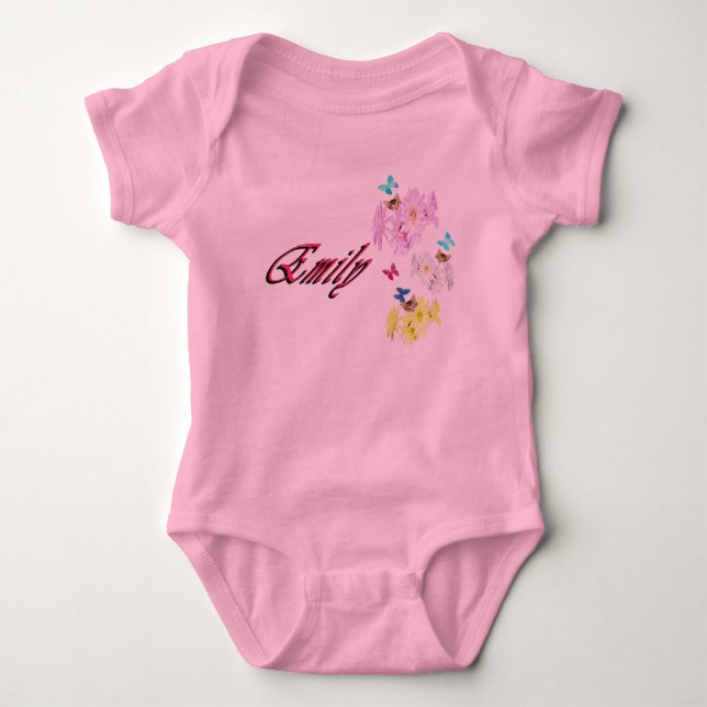 Emily, Name, mit Kätzchen, Baby Bodysuit Strampler (Vorderseite)