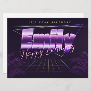 Emily Name Vorname lila retro Karte Geburtstag