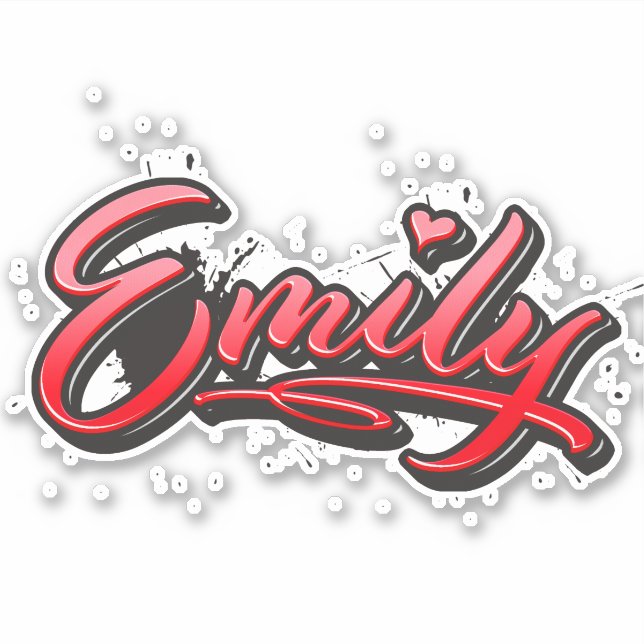 Emily red Heart Graffiti Aufkleber Sticker (Vorderseite)