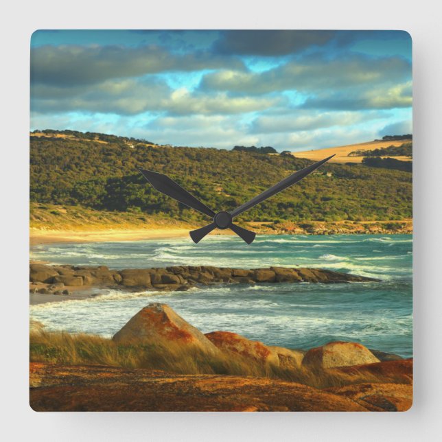 Emita Beach | Flinders Island, Tasmania Quadratische Wanduhr (Vorderseite)