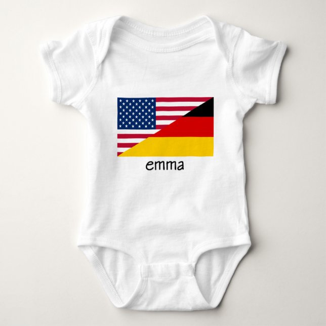 Emma, deutsch-amerikanische Flagge Baby Strampler (Vorderseite)
