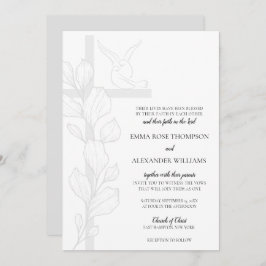 Emma Elegant Cross & Doves Christlich Wedding Einladung