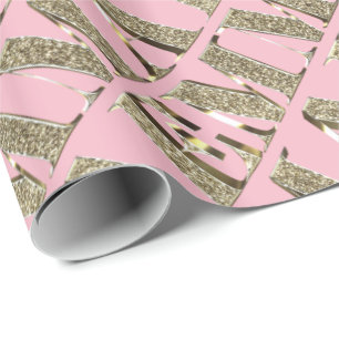 Emma Elegant Golden Glitzer Look Typografie Name Geschenkpapier