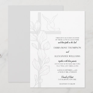 Emma Elegant Kreuz & Tauben Christliche Hochzeit Einladung