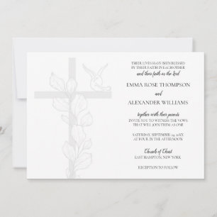 Emma Elegant Kreuz & Tauben Christliche Hochzeit Einladung