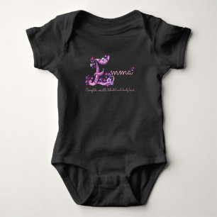 Emma Girls Name & Bedeutung E monogram Babyaufroll Baby Strampler