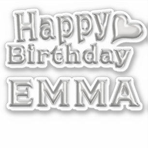 Emma Happy Birthday silver Aufkleber Sticker