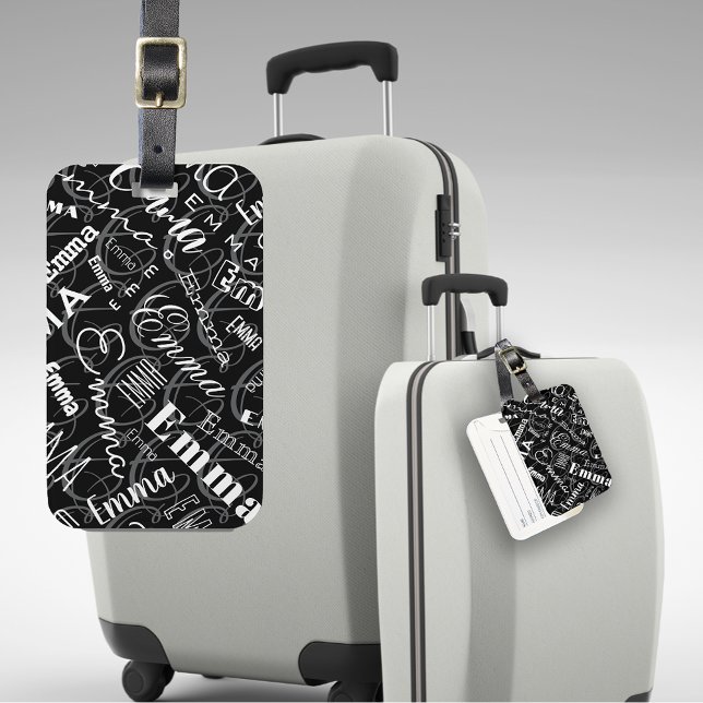 Emma Individuelle Name Schwarz-weiß Gepäckanhänger (Von Creator hochgeladen)