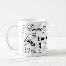 Emma-Kundenname-Schwarz-Weiß-Kaffeetasse