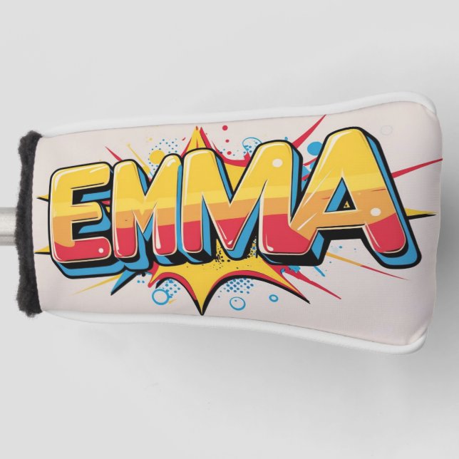 Emma mit Explosion Golf Headcover (Vorderseite)