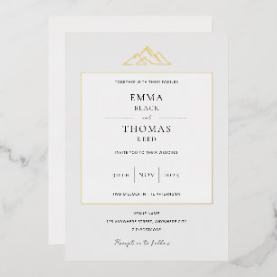 EMMA Mountain Minimalistisch Dove Gray Foil Einlad Folieneinladung