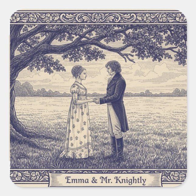 Emma & Mr. Knightley Quadratischer Aufkleber (Vorderseite)
