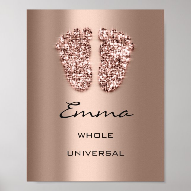 Emma Name bedeutet New Baby Feet Rose Glitzer Poster (Vorne)
