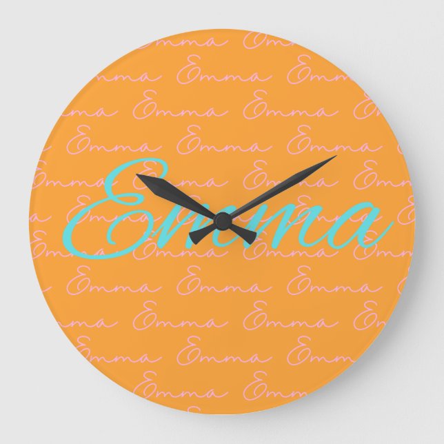 Emma Name Design Pattern Große Wanduhr (Vorderseite)