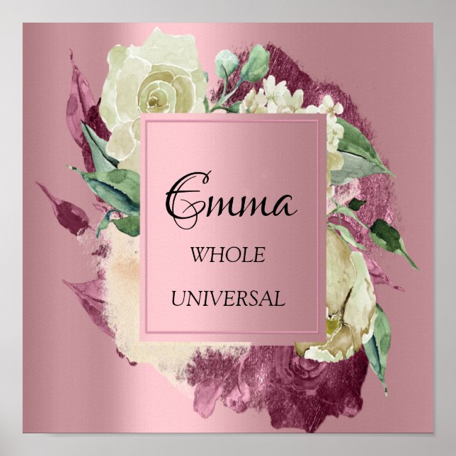 Emma Name Meaning Marsala Rose Brautparty Poster (Vorne)