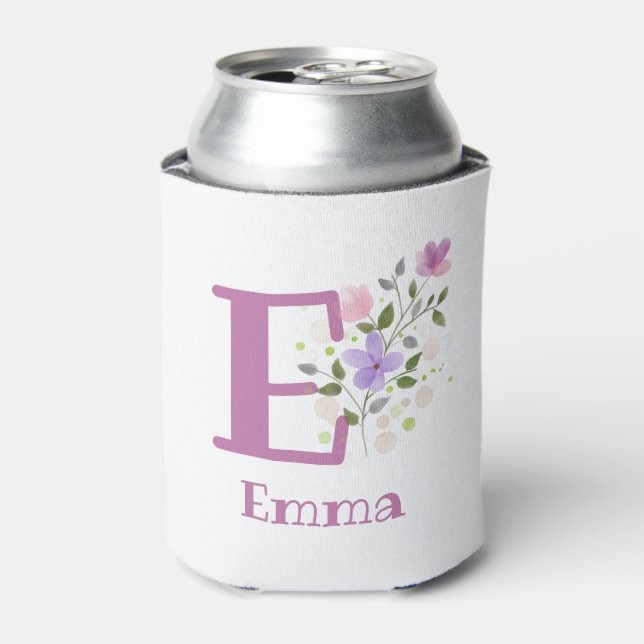 Emma Name mit floralem Design Dosenkühler (Kanne Vorderseite)