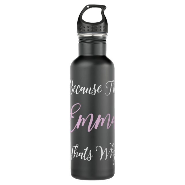 Emma Name Personalisiert Pink Niedlich Girl Black  Edelstahlflasche (Vorderseite)