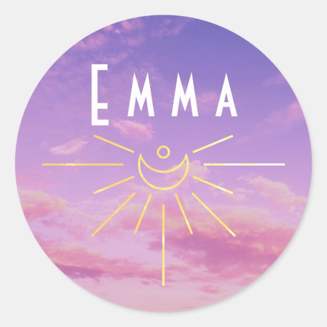 Emma Name Stickers Round Sunshine Boho Hippie Teen (Vorderseite)