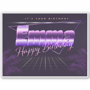 Emma Name Vorname lila retro Sticker Geburtstag