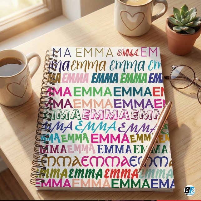 Emma Personalisierter Name Farbige Typografie Must Notizblock (Von Creator hochgeladen)