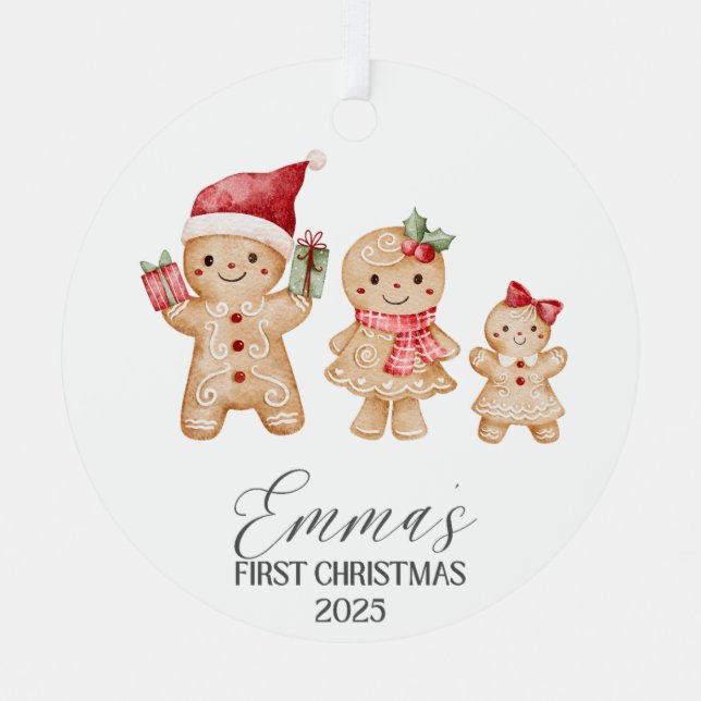 Emma Personalized Baby's First Christmas Ornament Aus Metall (Vorderseite)