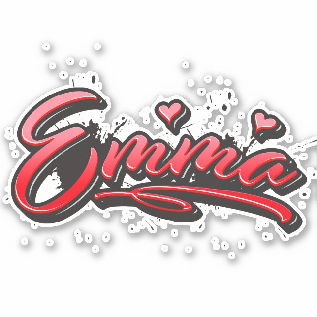 Emma red Heart Graffiti Aufkleber Sticker (Vorderseite)