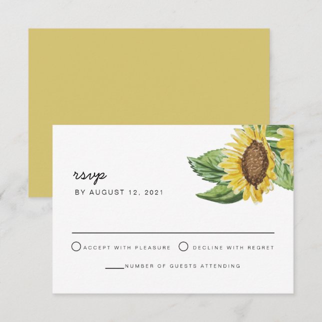 EMMA Rustic Country Sunflower Boho RSVP Card Einladung (Vorne/Hinten)