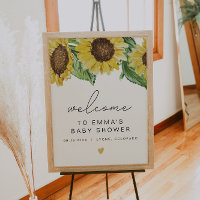 EMMA Rustic Sunflower Baby Dusche Willkommen