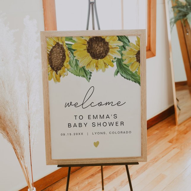 EMMA Rustic Sunflower Baby Dusche Willkommen Poster (Von Creator hochgeladen)
