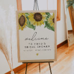 EMMA Rustic Sunflower Brautparty Willkommenspender Poster<br><div class="desc">Dieses Brautparty-Willkommensschild mit rustikalen Aquarellfarben-Sonnenblumen und einem sauberen Script-Schriftart. Dieses Begrüßungszeichen ist perfekt für Ihr Land Scheune oder Herbst-Brautveranstaltung.</div>